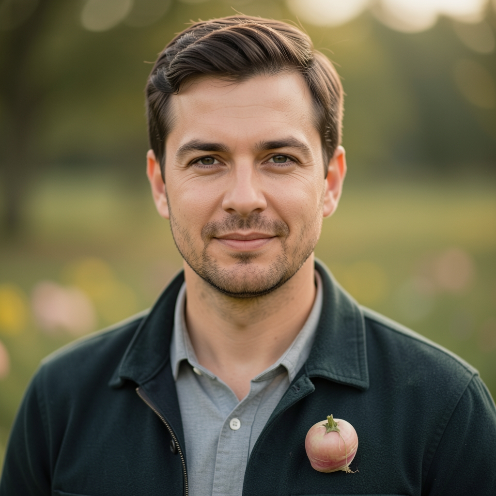 Vier Jahreszeiten-Collage aus Gemüsebildern: Frühlingssalat, Sommertomate, Herbstkürbis, Winterkohlrabi — jeweils Nahaufnahme, farblich abgestimmt, sachlich